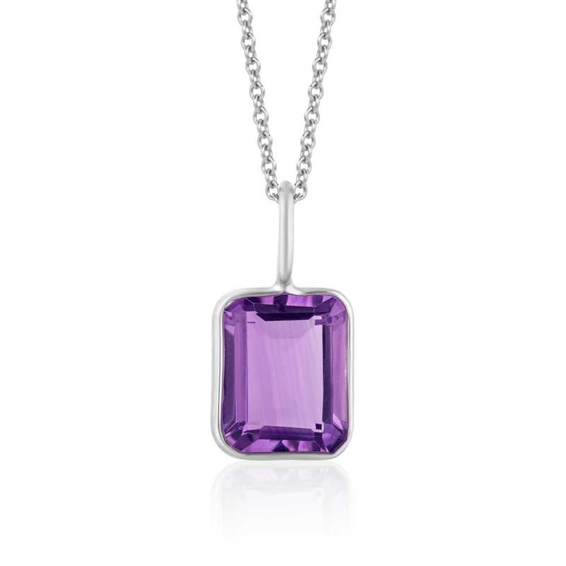 Bezel set Octagon Amethyst Necklace